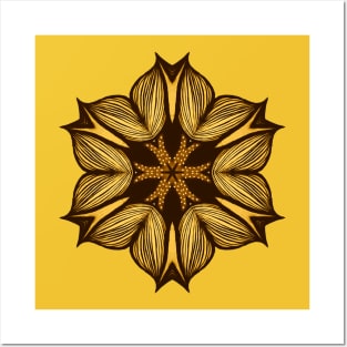 Yellow Flower Abstract Art In Ink Posters and Art